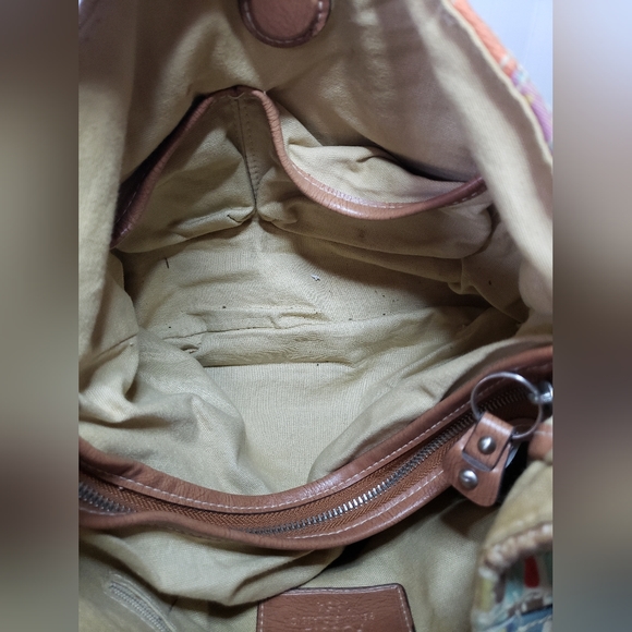 Fossil Leather Patchwork Fabric Handbag Shoulder Bag READ DESCRIPTION - Picture 8 of 10